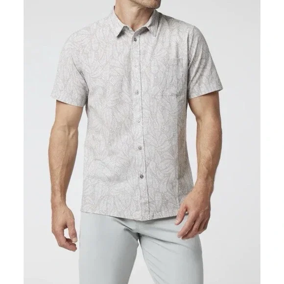 Vuori Men's Short Sleeve Bridge Button Down Shirt, Umber Sago, Size Large NWT - Picture 1 of 7